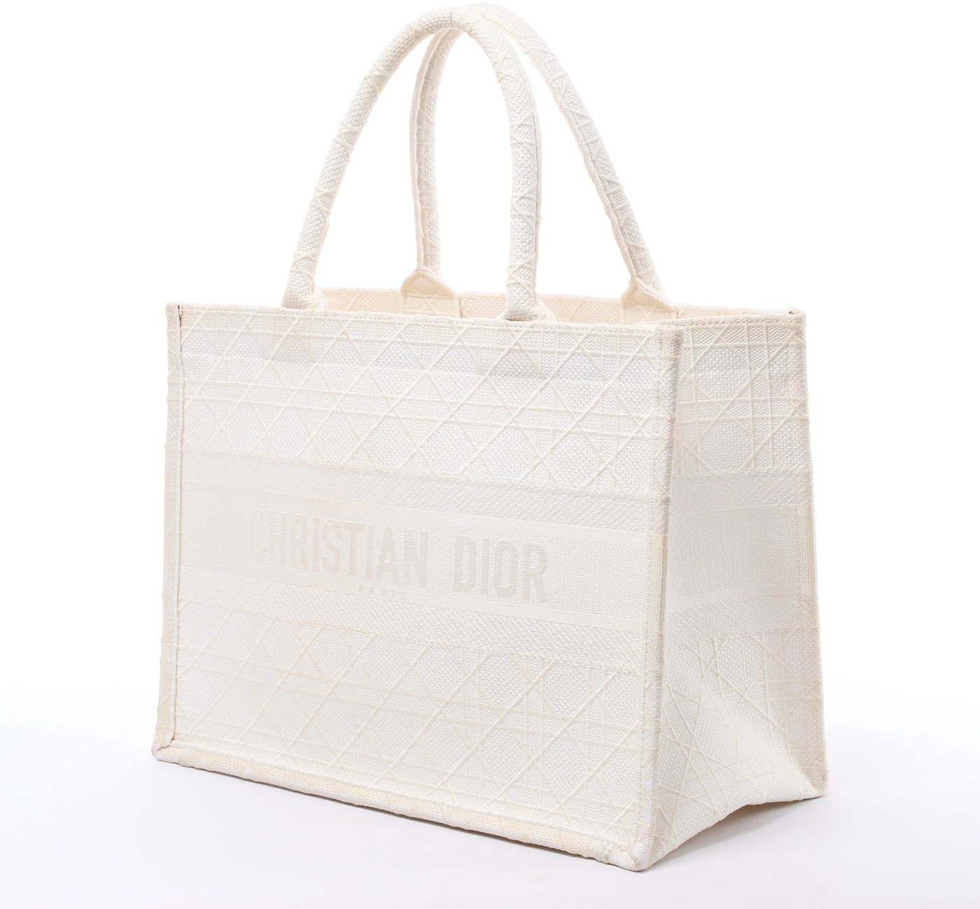 Christian Dior Book Tote Medium Canvas Shoulder Bag in White