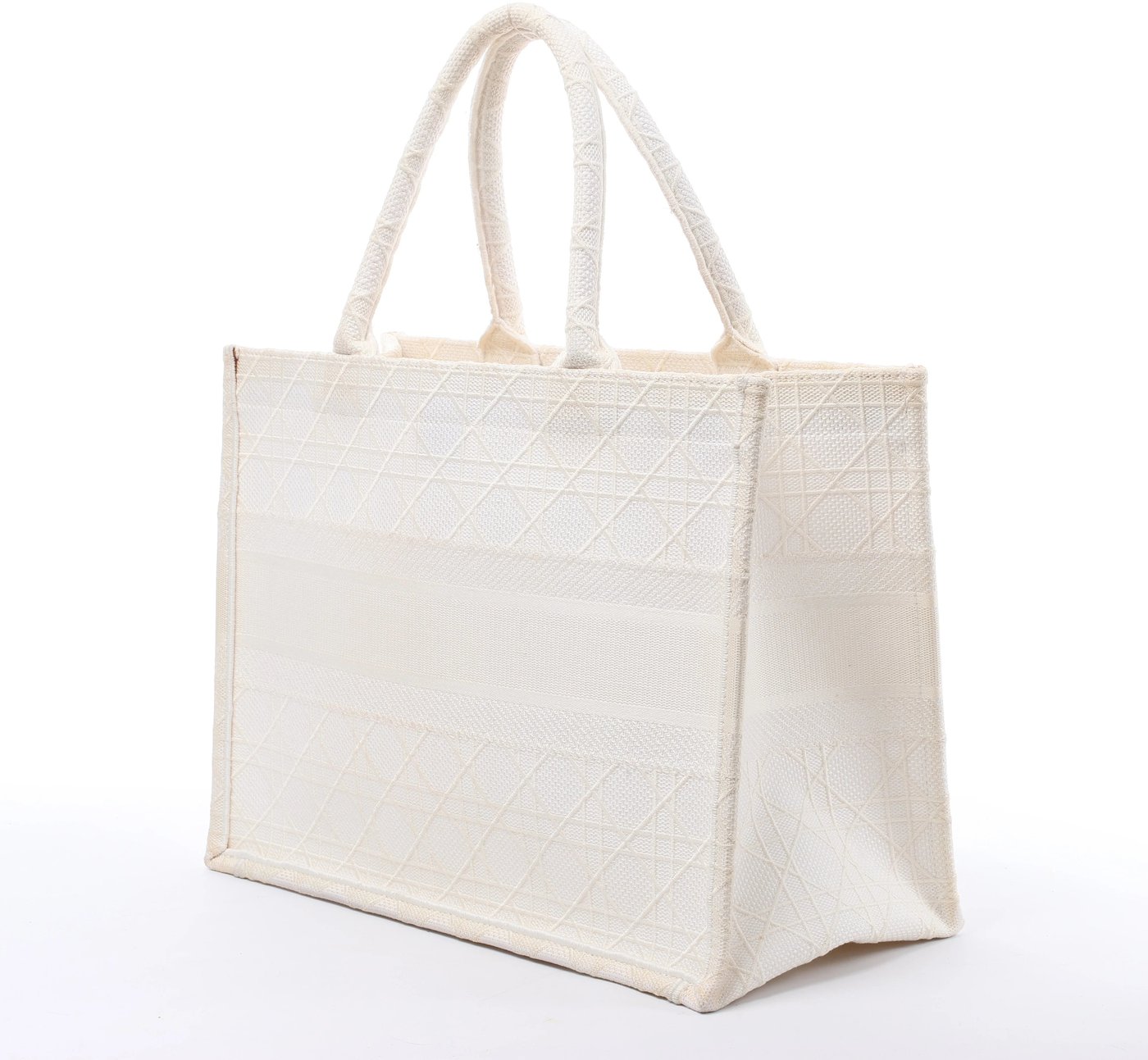 Christian Dior Book Tote Medium Canvas Shoulder Bag in White