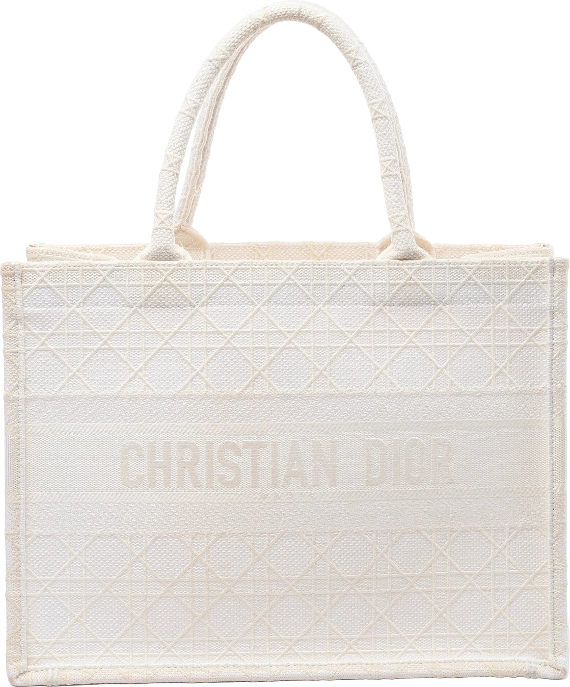 Christian Dior Book Tote Medium Canvas Shoulder Bag in White