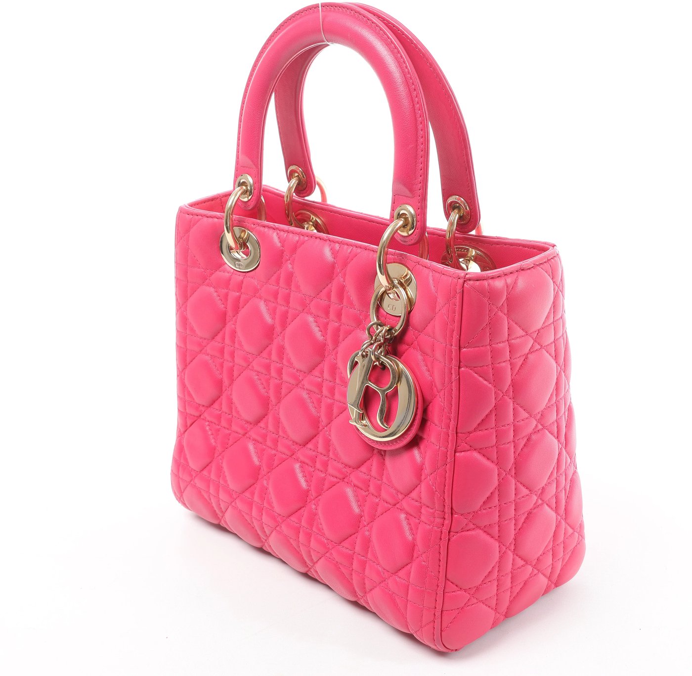 Christian Dior Lady Dior Medium Cannage Leather 2Way Handbag in Pink