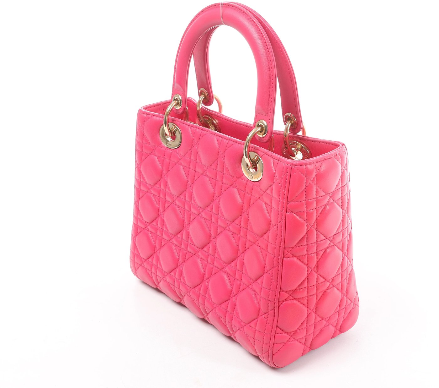 Christian Dior Lady Dior Medium Cannage Leather 2Way Handbag in Pink