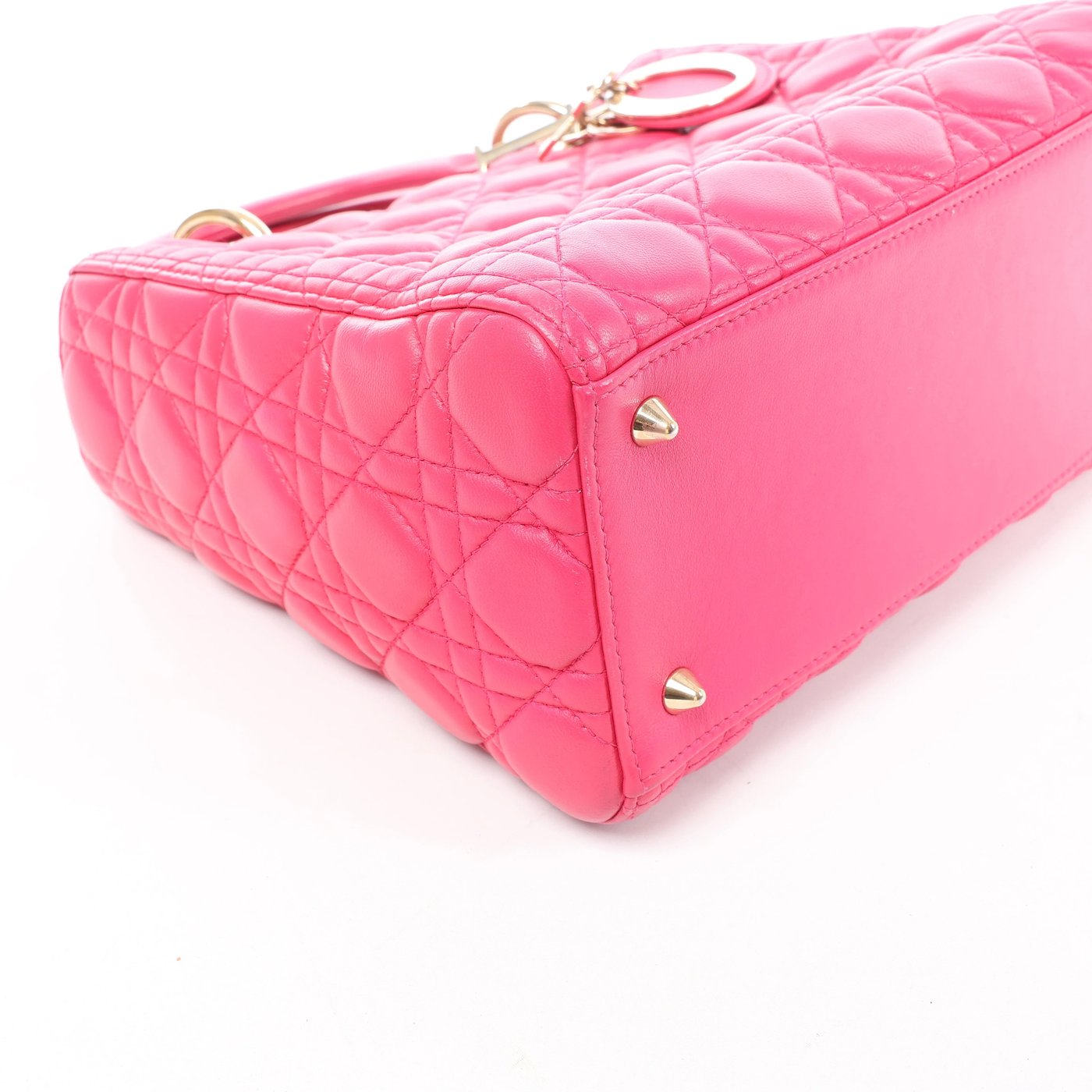 Christian Dior Lady Dior Medium Cannage Leather 2Way Handbag in Pink