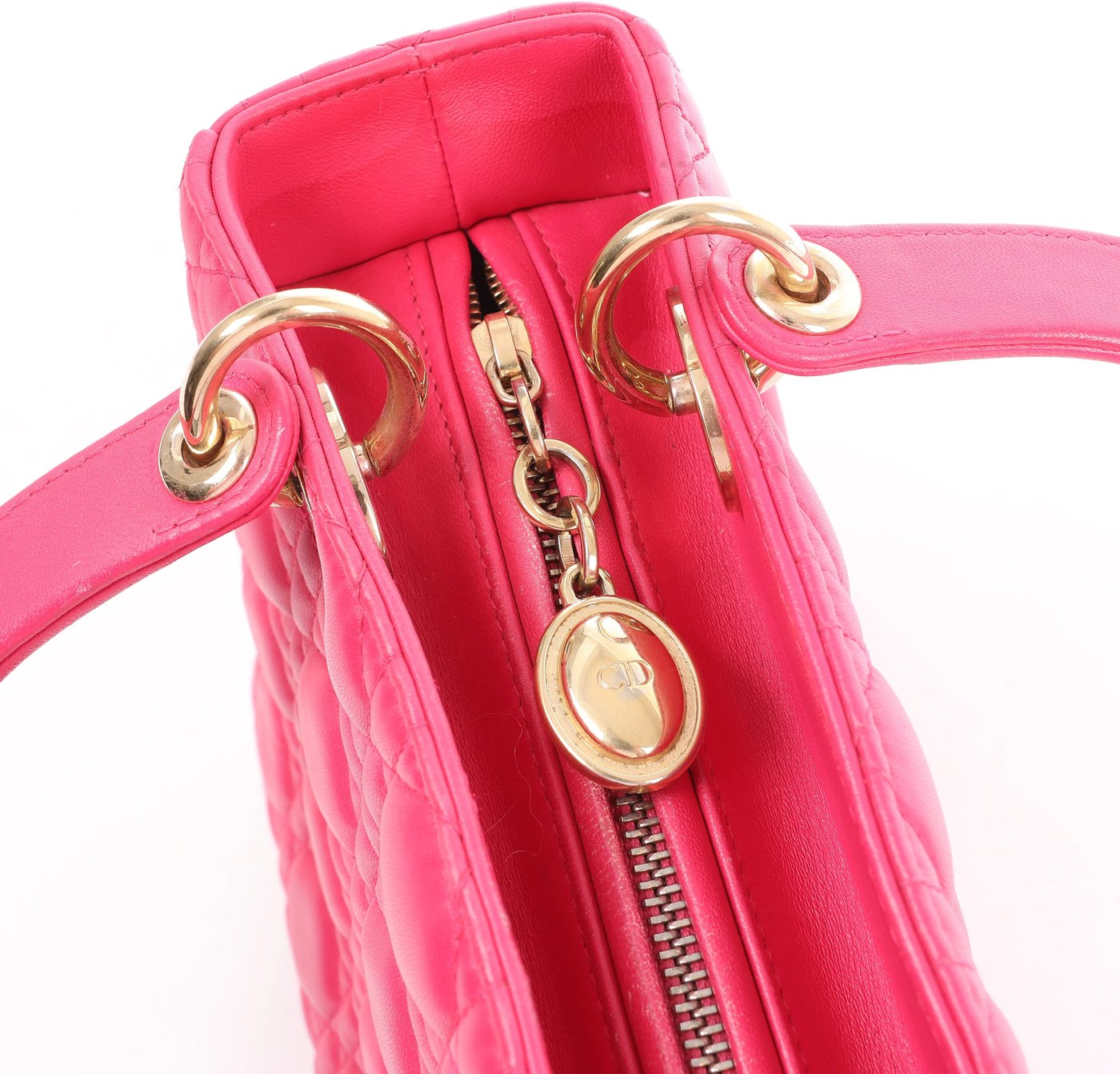 Christian Dior Lady Dior Medium Cannage Leather 2Way Handbag in Pink