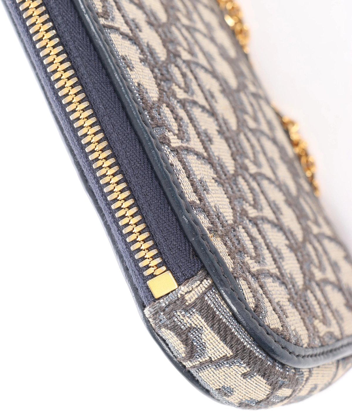 Christian Dior 30 Montaigne Call'in Dior Phone Holder Oblique Canvas & Leather Chain Shoulder Bag in Navy Blue