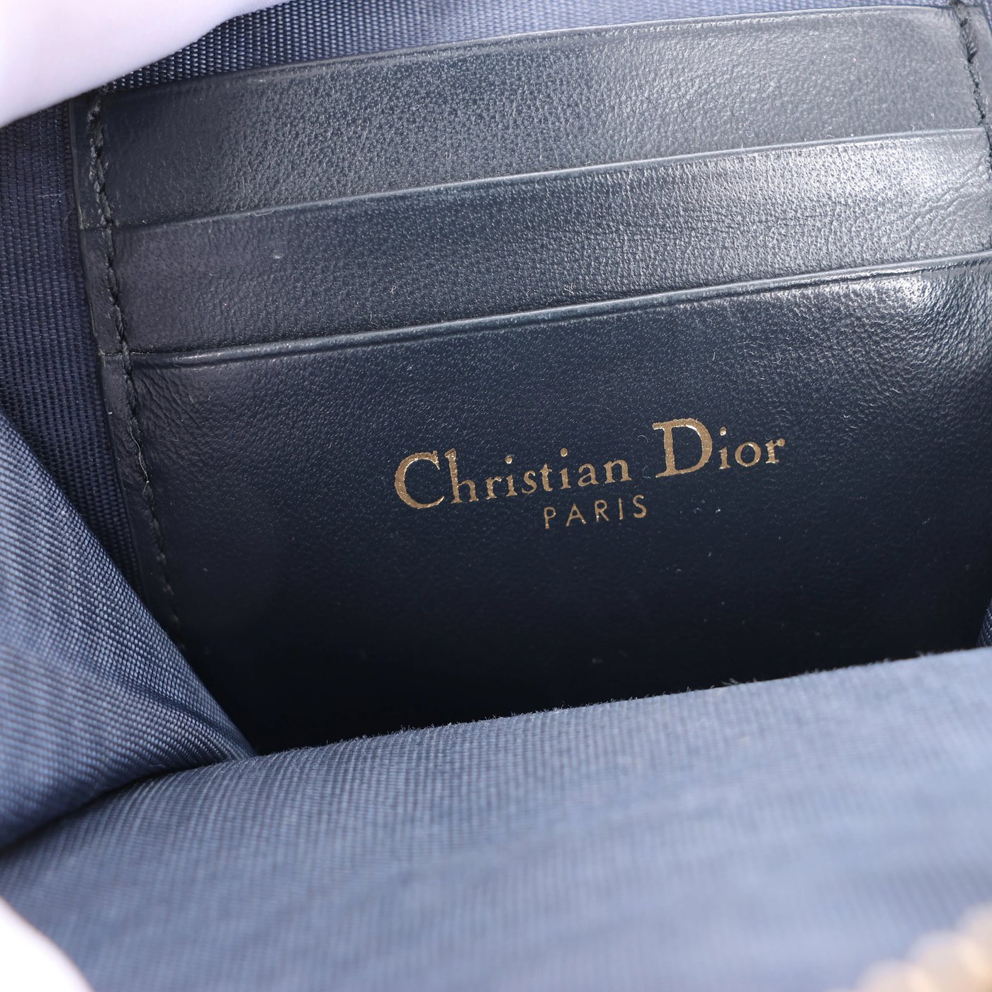Christian Dior 30 Montaigne Call'in Dior Phone Holder Oblique Canvas & Leather Chain Shoulder Bag in Navy Blue