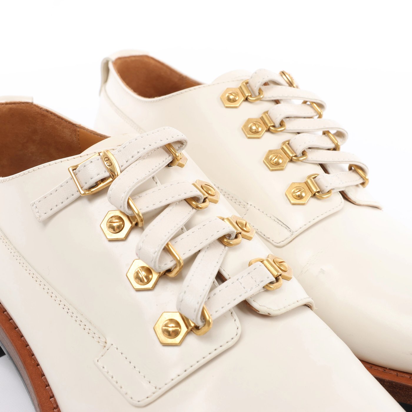 Christian Dior Leather Shoes 38 Ladies' White MT0917 D-FIGHT