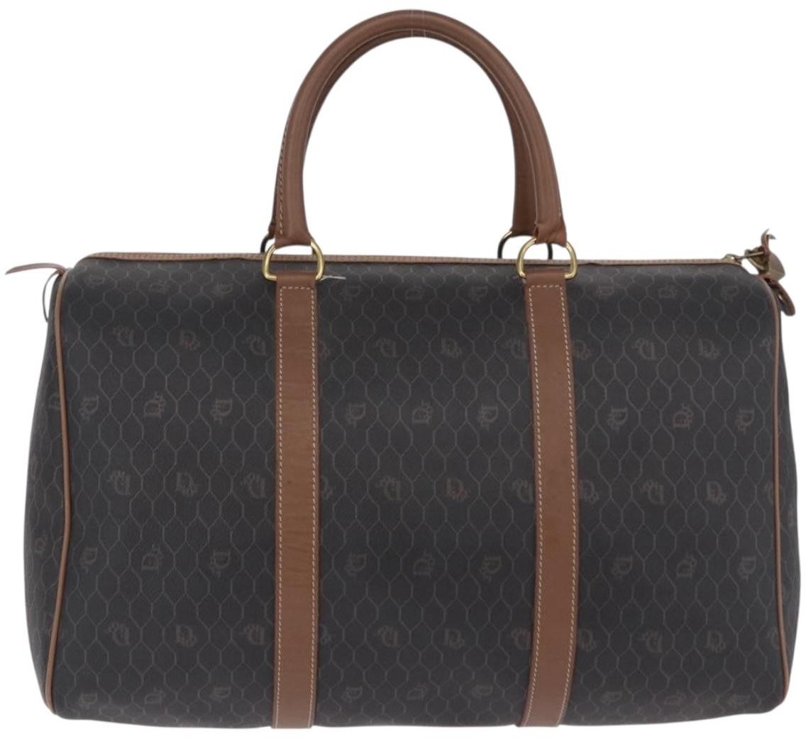 Christian Dior Vintage Honeycomb Boston Canvas and Leather