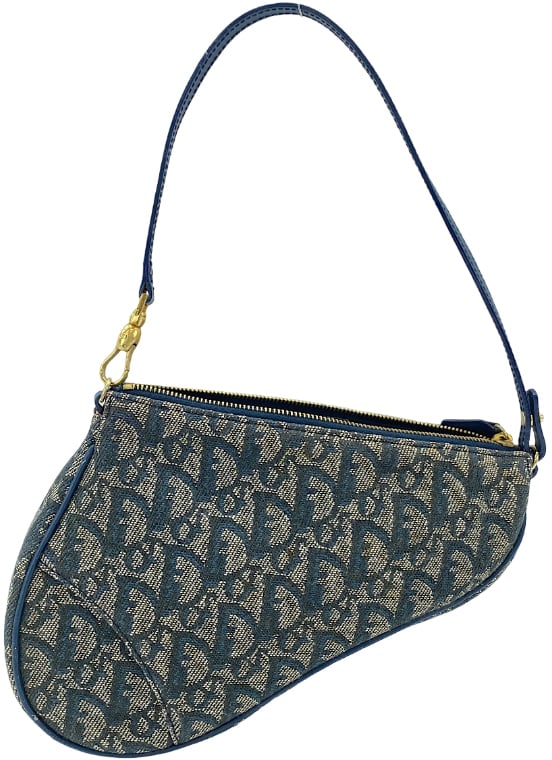Christian Dior Vintage Saddle Diorissimo Canvas Small