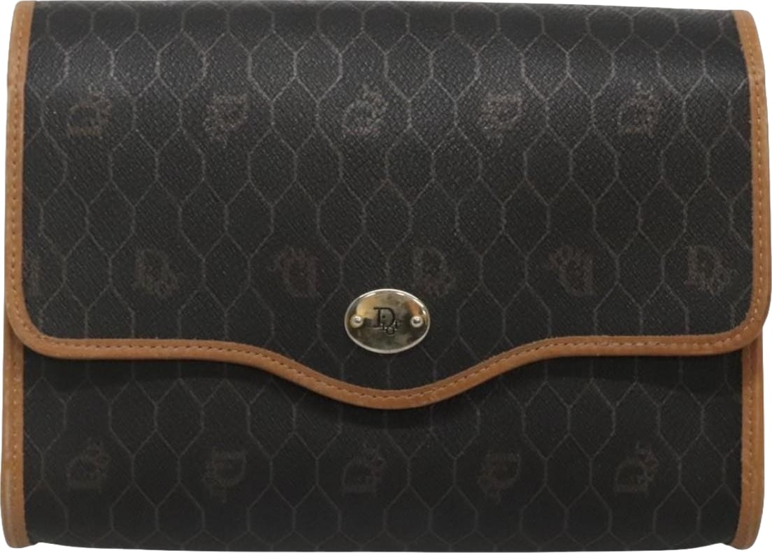 Christian Dior Vintage Honeycomb Flap Coated Canvas Long