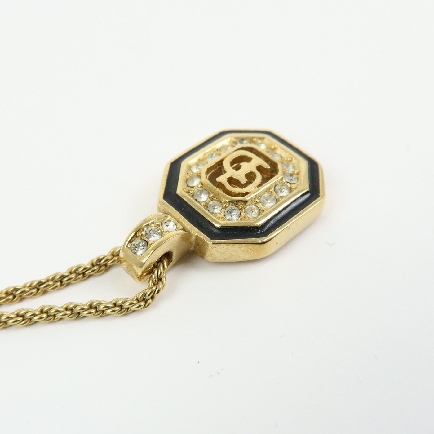 Christian Dior Vintage CD Pendant Metal with Crystals