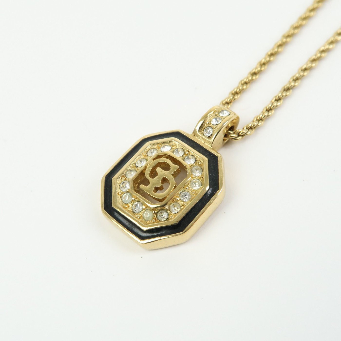 Christian Dior Vintage CD Pendant Metal with Crystals