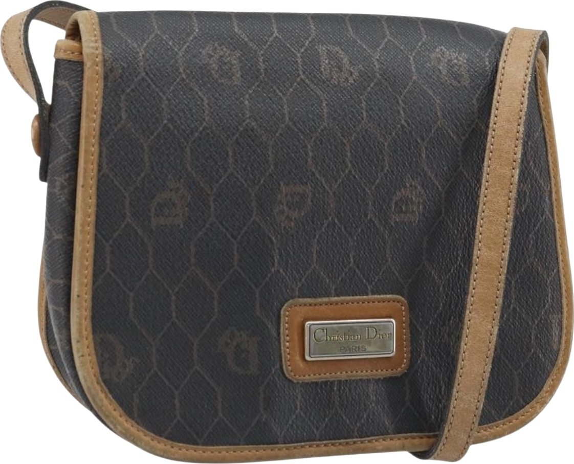 Christian Dior Vintage Honeycomb Flap Coated Canvas Long