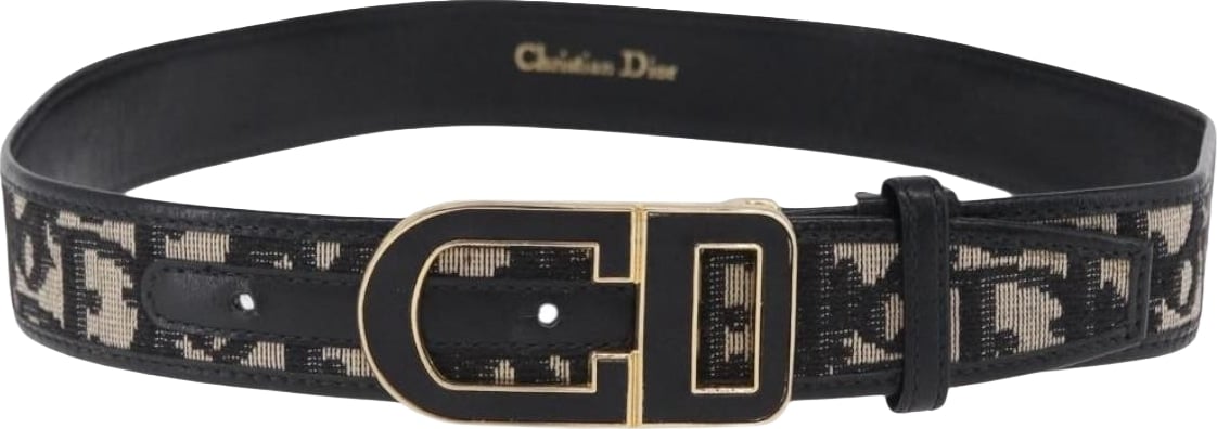 Christian Dior D Buckle Belt Canvas and Leather