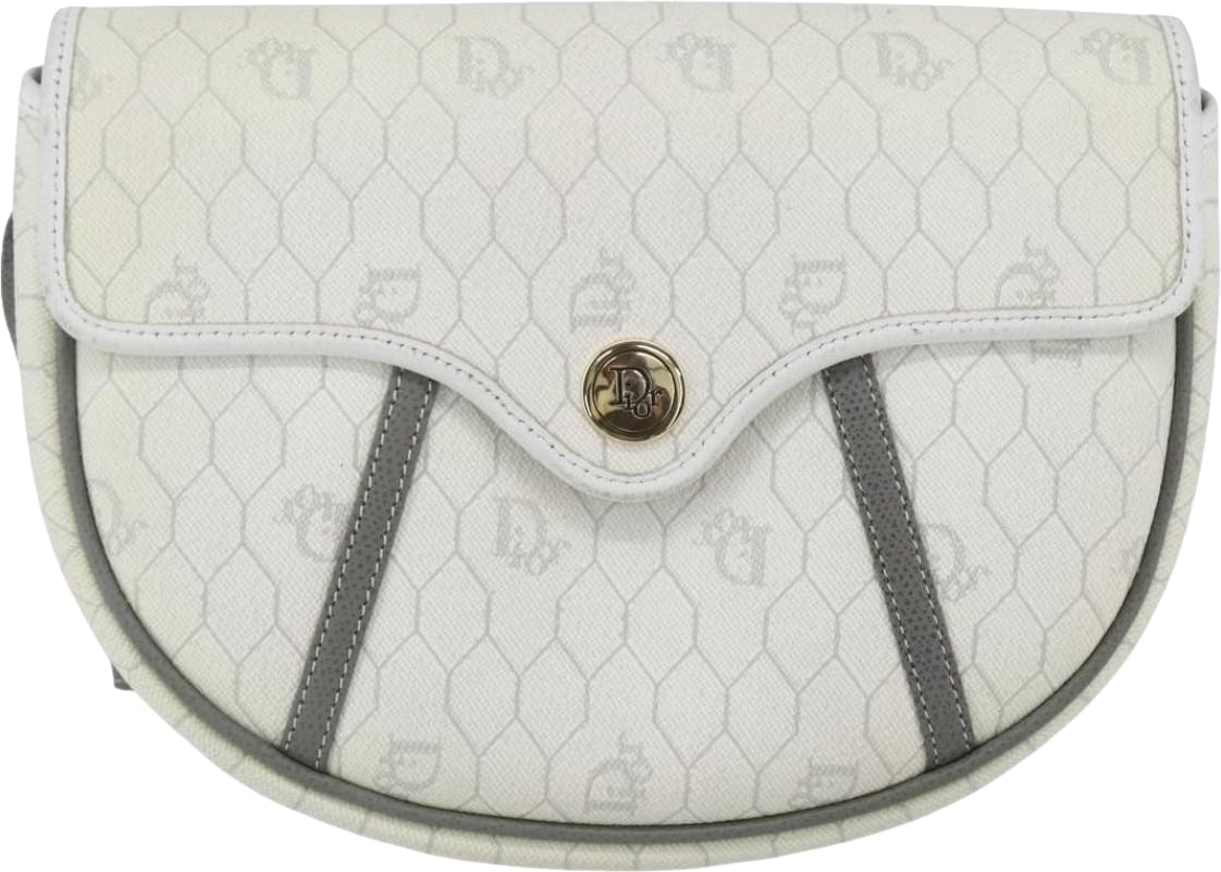 Christian Dior Vintage Honeycomb Flap Coated Canvas Long