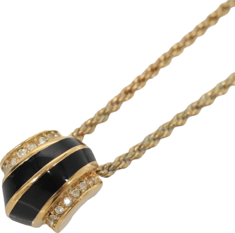 Christian Dior Vintage pendant necklace Gold-plated Metal, Enamel & Rhinestones