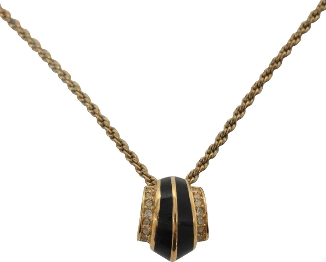 Christian Dior Vintage pendant necklace Gold-plated Metal, Enamel & Rhinestones