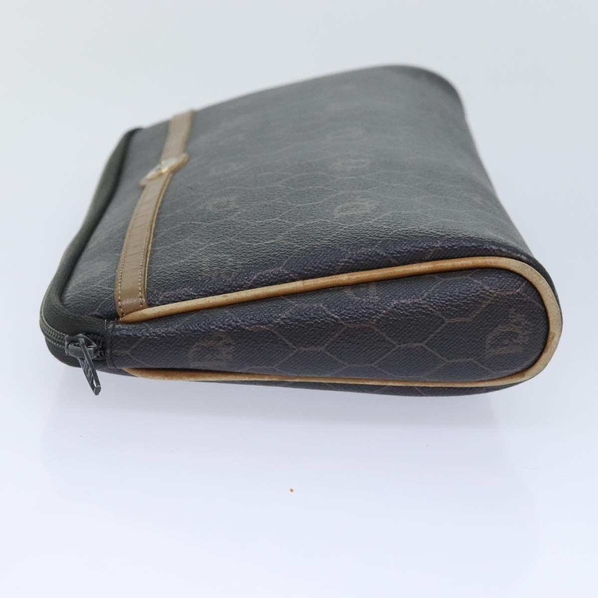 Christian Dior Vintage Honeycomb Zip Coated Canvas Medium