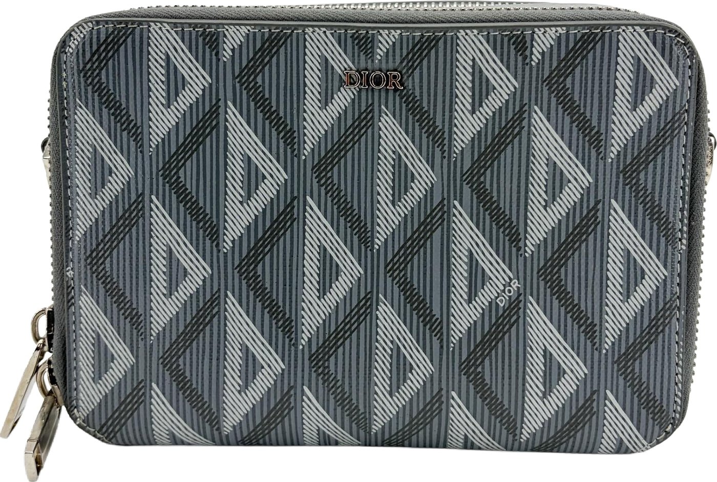 Christian Dior Double Zip CD Diamond Coated Canvas