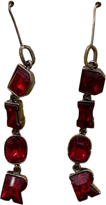 Christian Dior Vintage Heart D Dangling Metal with Rhinestones