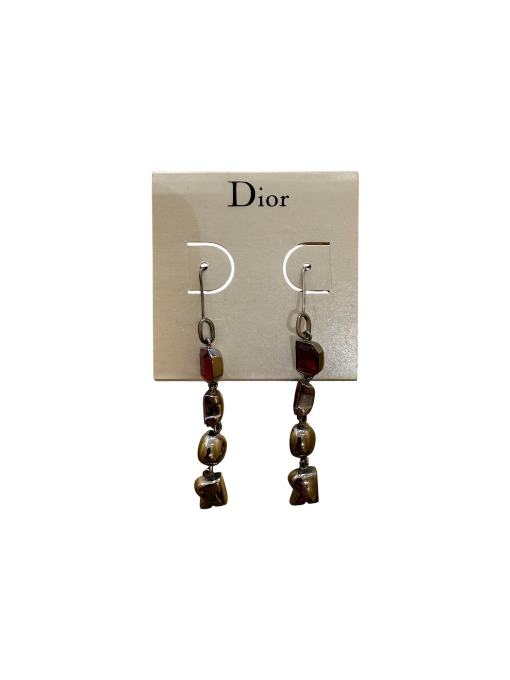 Christian Dior Vintage Heart D Dangling Metal with Rhinestones