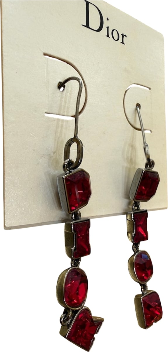 Christian Dior Vintage Heart D Dangling Metal with Rhinestones