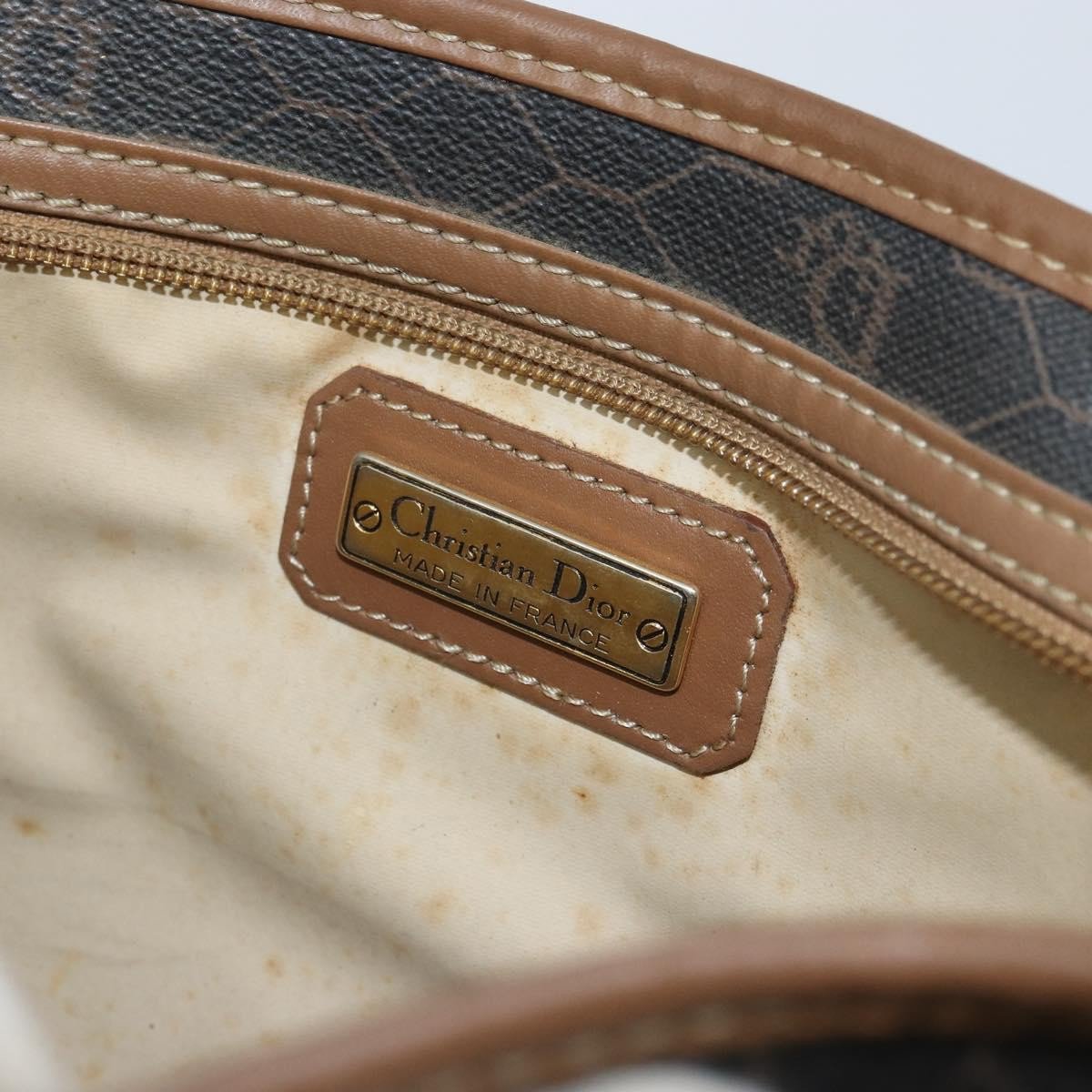 Christian Dior Vintage Honeycomb Zip Coated Canvas Medium