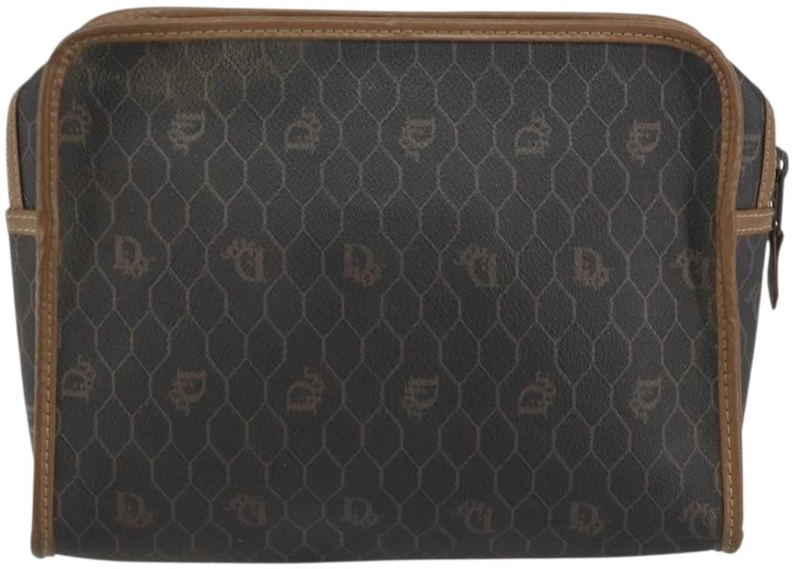 Christian Dior Vintage Honeycomb Zip Coated Canvas Medium