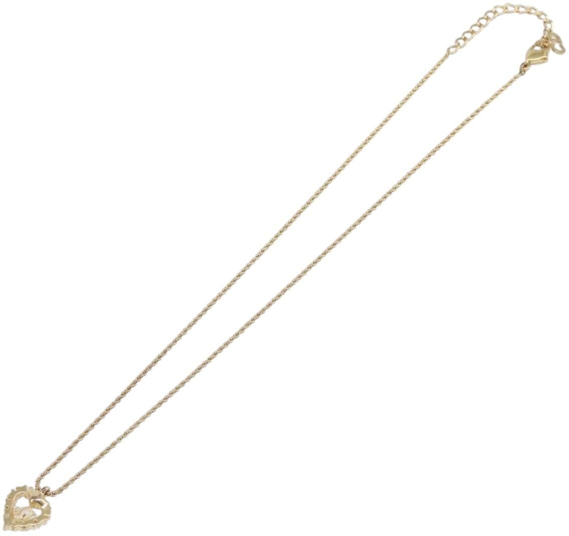Christian Dior Logo Heart Pendant Metal with Crystal
