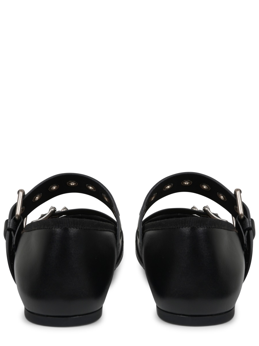 Punk Black Leather Flats