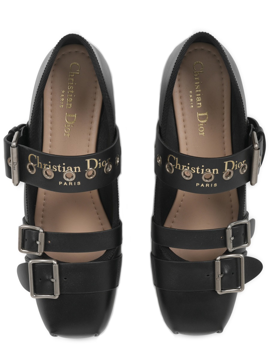Punk Black Leather Flats