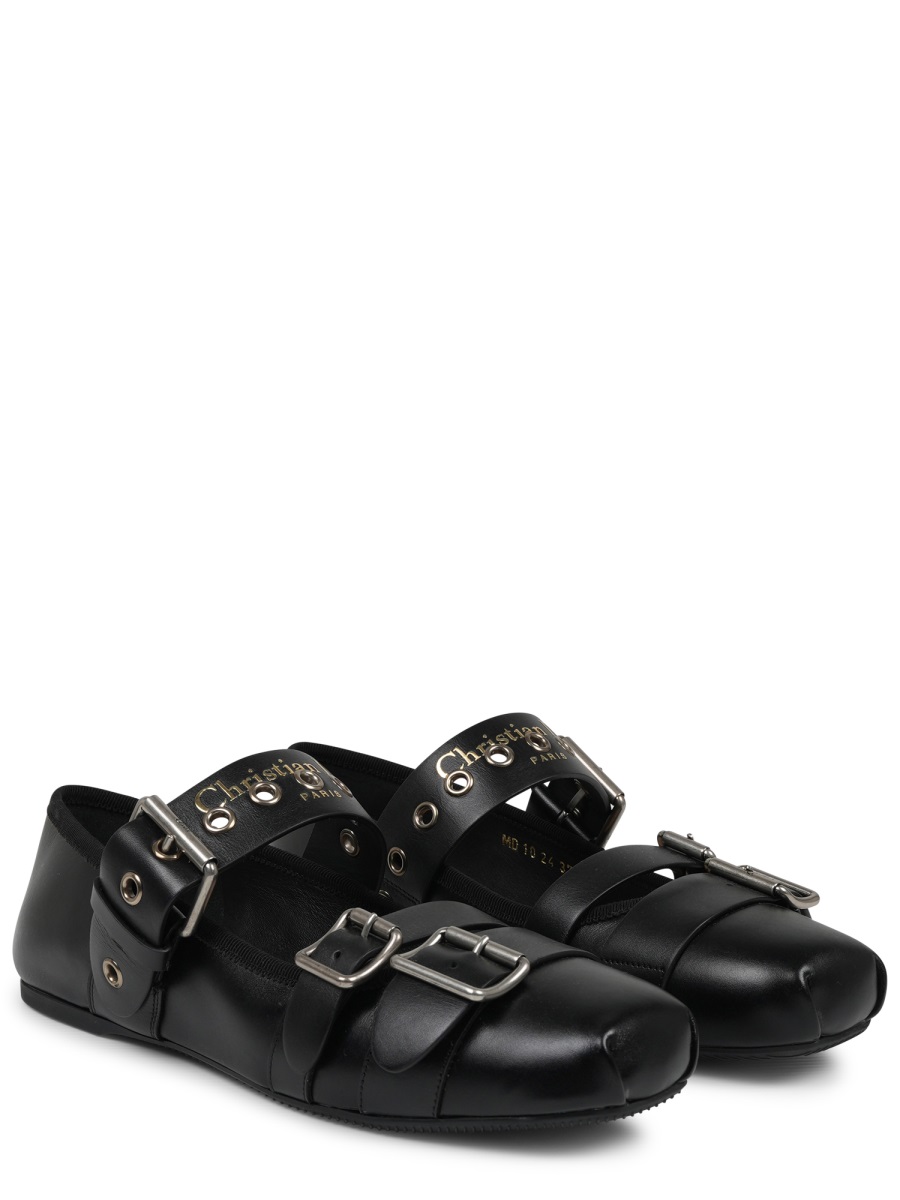 Punk Black Leather Flats