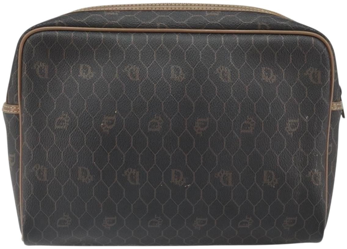 Christian Dior Vintage Honeycomb Zip Coated Canvas Medium