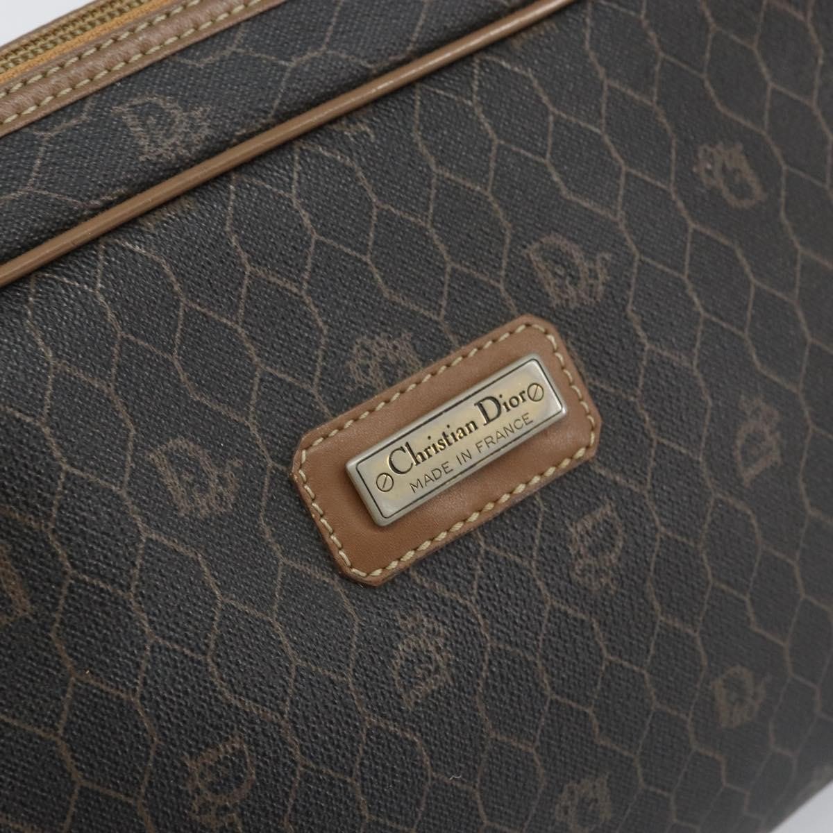 Christian Dior Vintage Honeycomb Zip Coated Canvas Medium