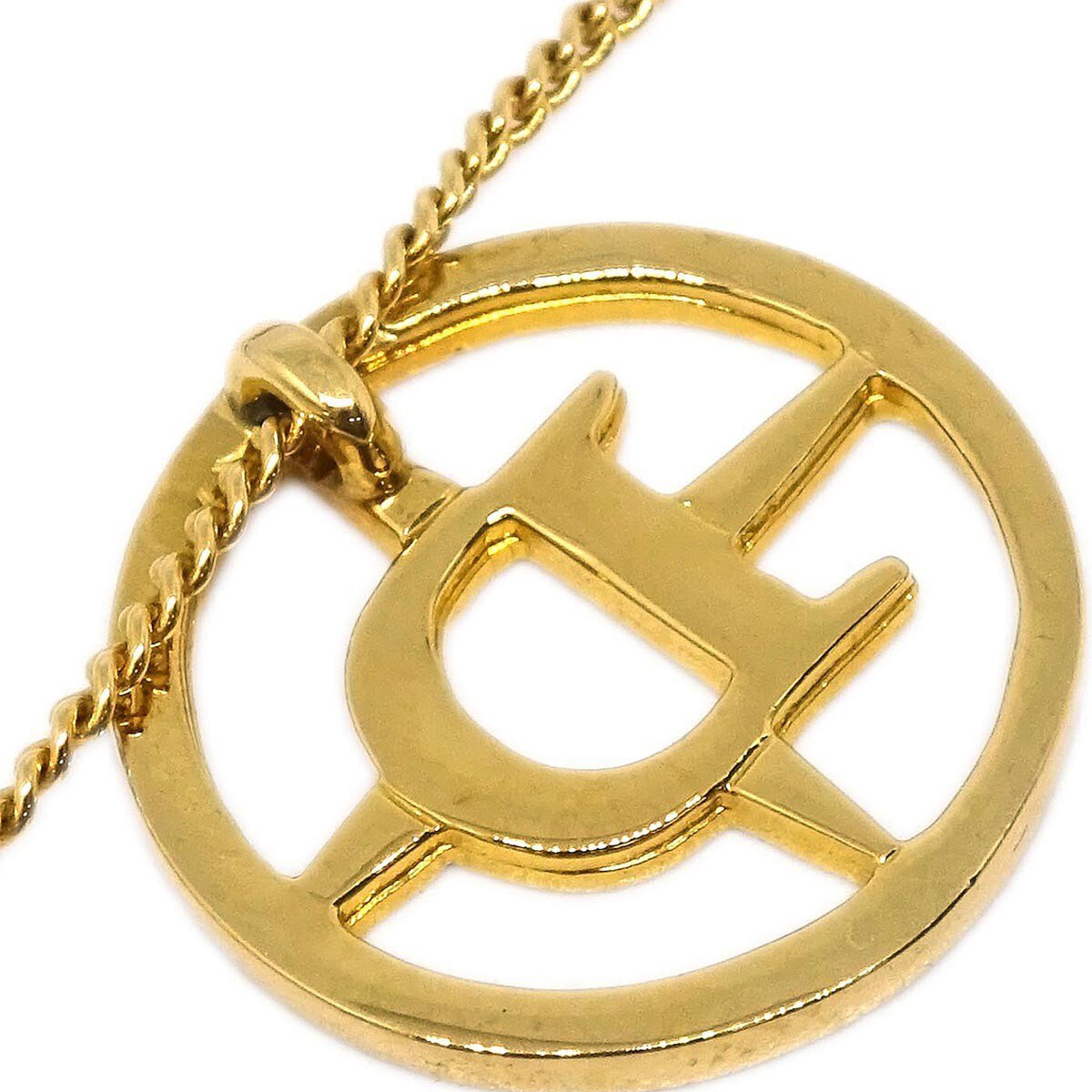 Christian Dior Round Logo Pendant Metal with Crystal