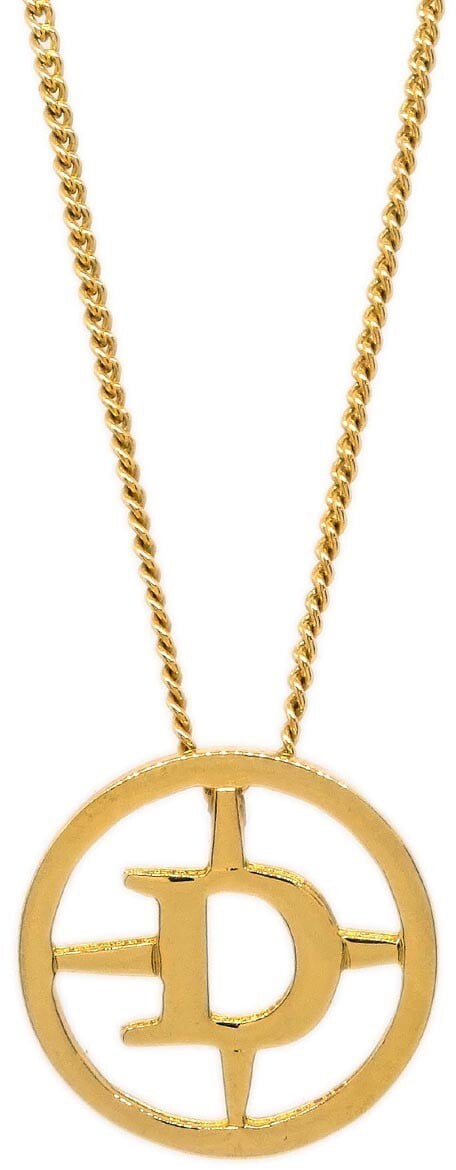 Christian Dior Round Logo Pendant Metal with Crystal