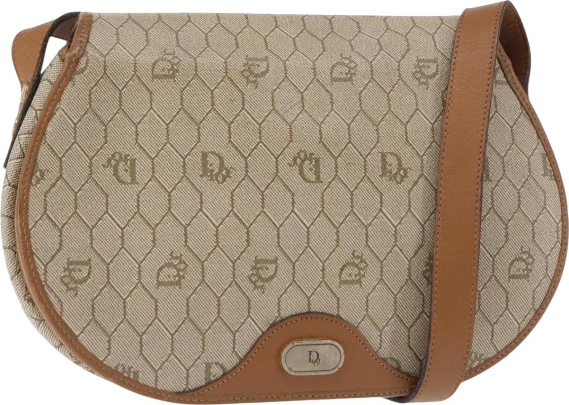 Christian Dior Vintage Honeycomb Flap Coated Canvas Long