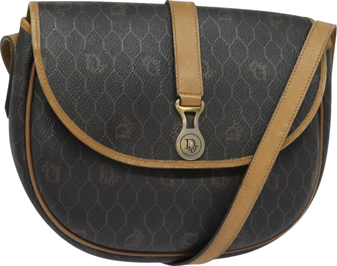 Christian Dior Vintage Honeycomb Flap Coated Canvas Long