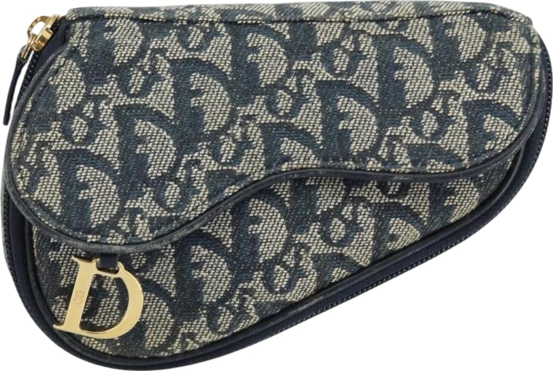 Christian Dior Vintage Saddle Coin Purse Diorissimo Canvas