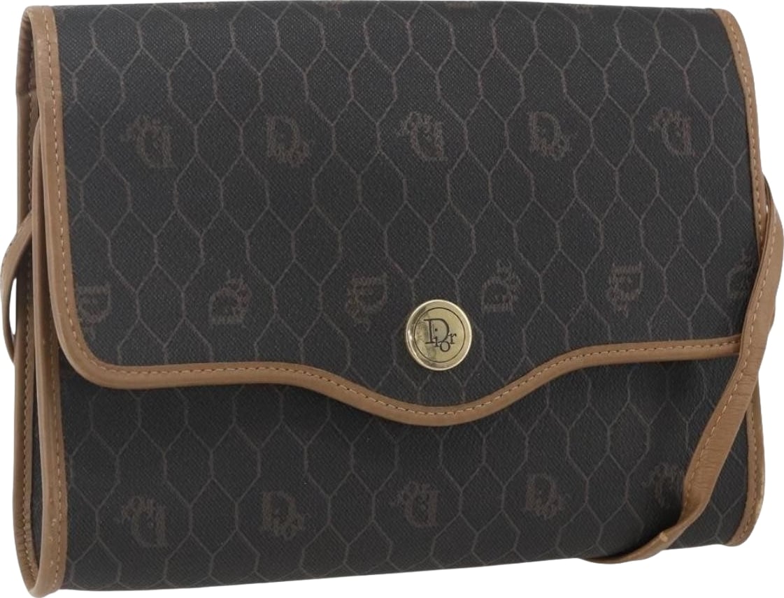 Christian Dior Vintage Honeycomb Flap Coated Canvas Long