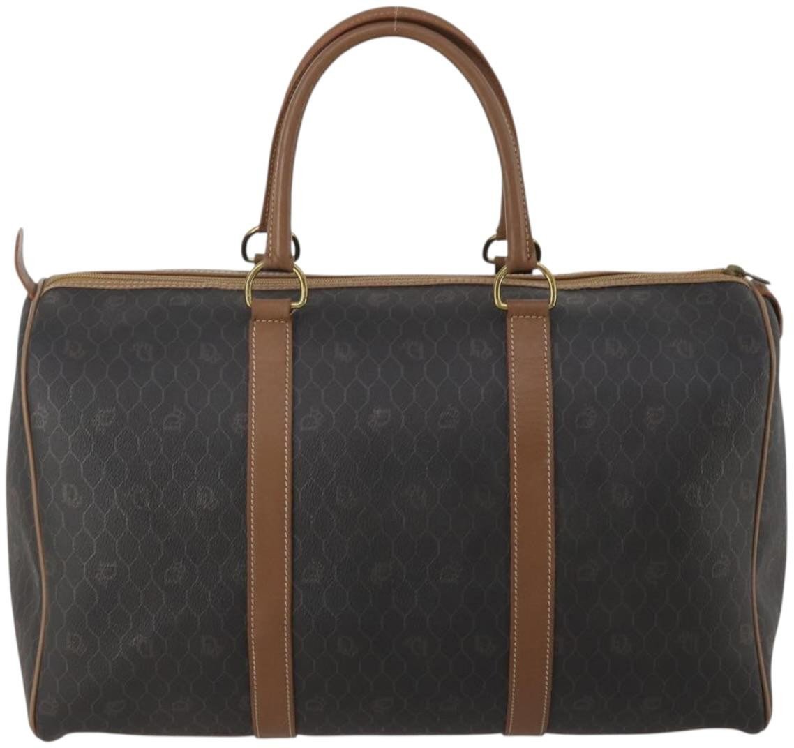 Christian Dior Vintage Honeycomb Boston Canvas and Leather