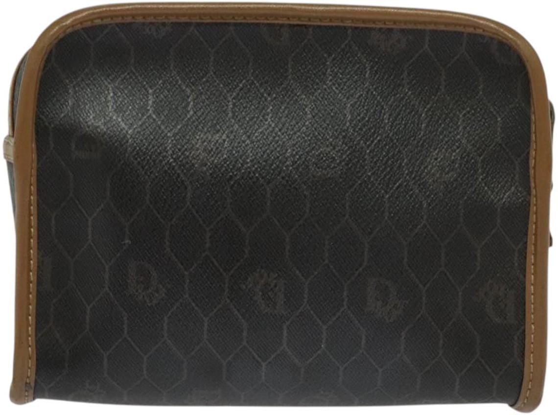 Christian Dior Vintage Honeycomb Zip Coated Canvas Medium