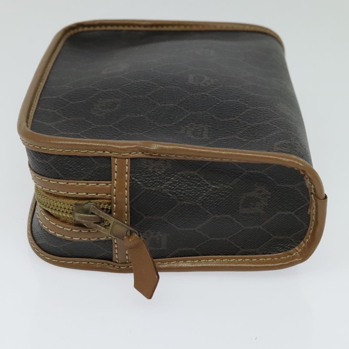 Christian Dior Vintage Honeycomb Zip Coated Canvas Medium