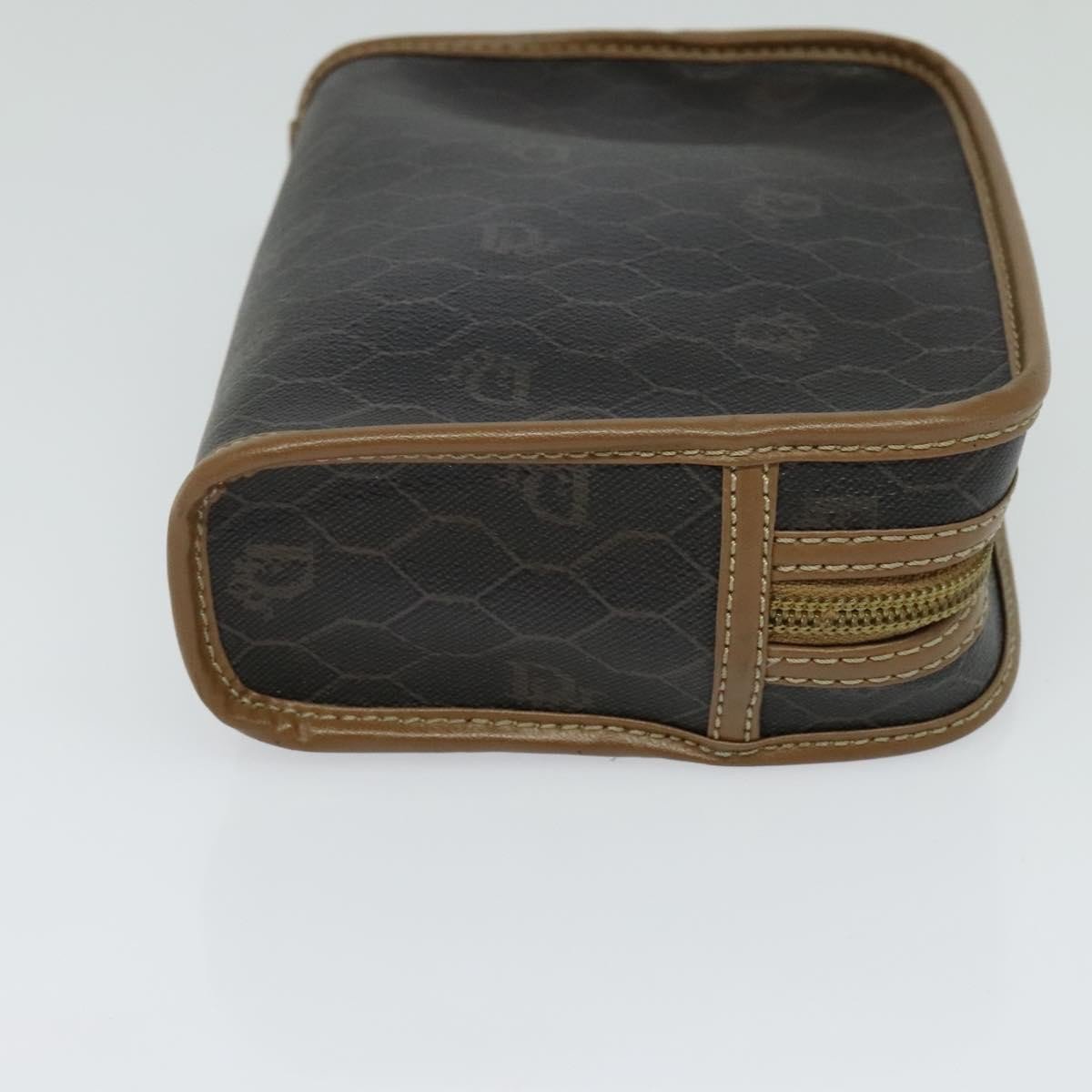 Christian Dior Vintage Honeycomb Zip Coated Canvas Medium
