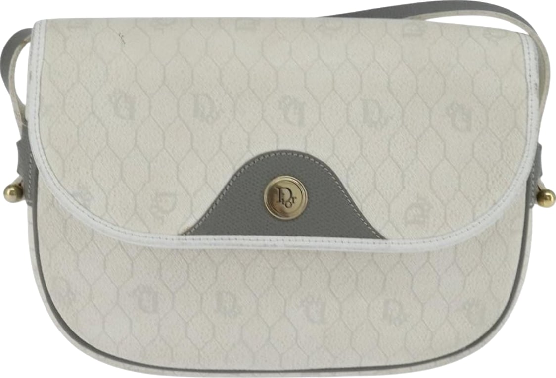 Christian Dior Vintage Honeycomb Flap Coated Canvas Long