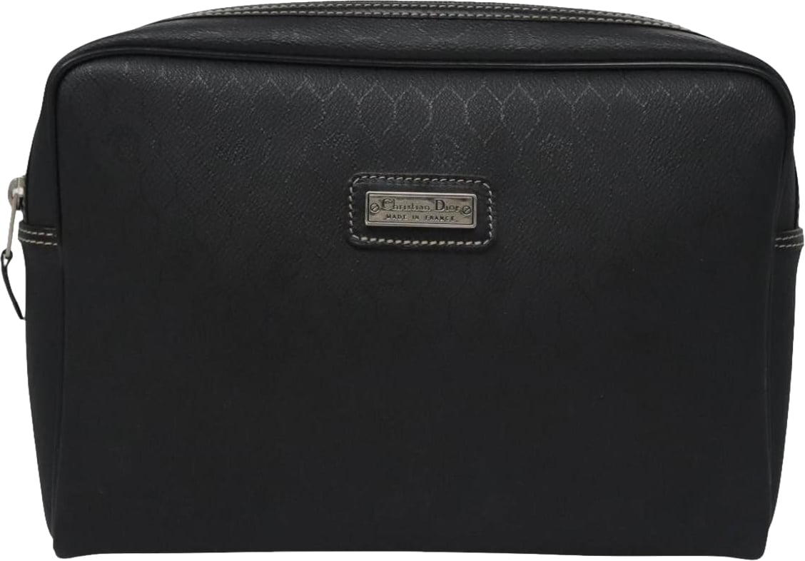 Christian Dior Vintage Honeycomb Zip Coated Canvas Medium