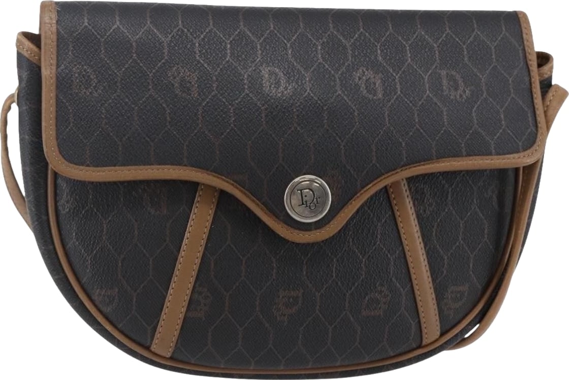 Christian Dior Vintage Honeycomb Flap Coated Canvas Long