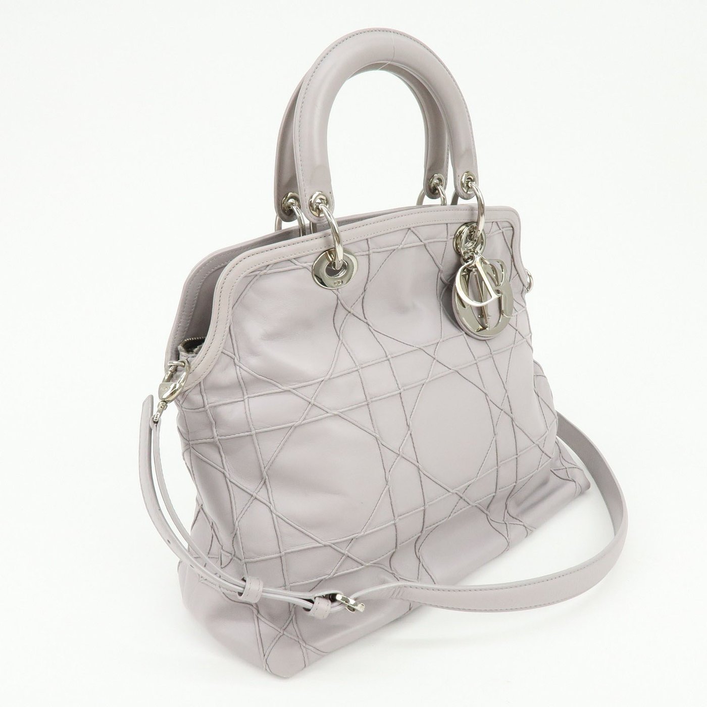 Christian Dior Granville Satchel Cannage Quilt Leather Medium
