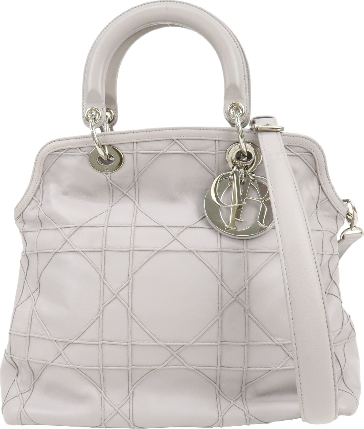 Christian Dior Granville Satchel Cannage Quilt Leather Medium