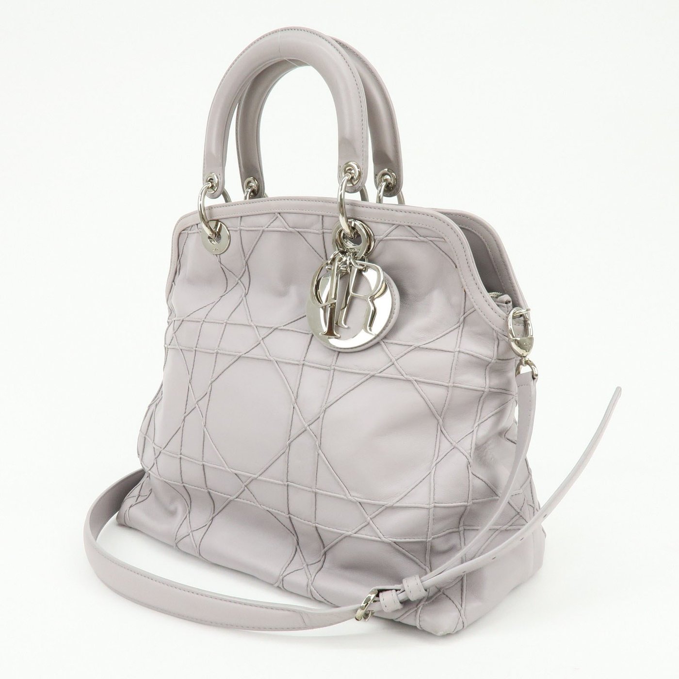 Christian Dior Granville Satchel Cannage Quilt Leather Medium