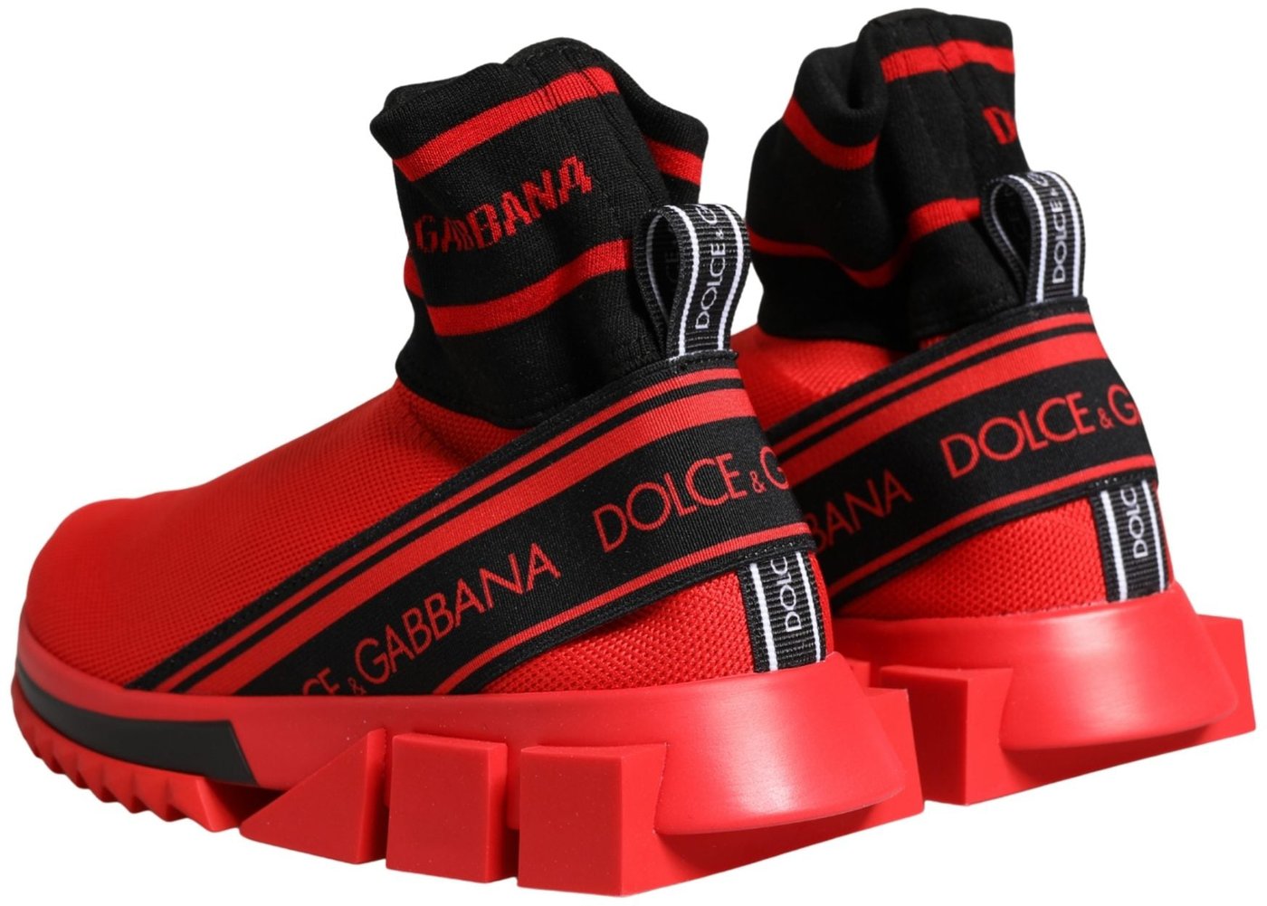 Dolce & Gabbana Red Black Sorrento Socks Sneakers Shoes